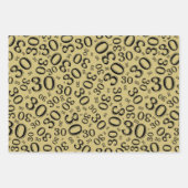 30e verjaardag - Patroon zwarte & goudnummer 30 Inpakpapier Vel (Voorkant 2)