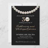 30e verjaardag Pearl Black Wedding Invitation Kaart (Voorkant)