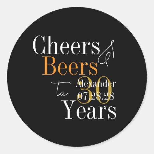 30e verjaardag Persoonlijke Proost- en Bierfeestje Ronde Sticker (Voorkant)