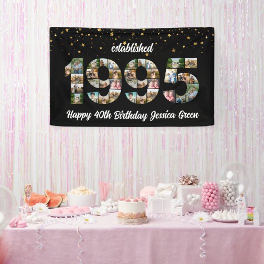 30e verjaardag Photo Collage opgericht 1995 Spandoek (Feest)