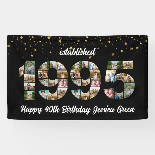 30e verjaardag Photo Collage opgericht 1995 Spandoek (Horizontaal)