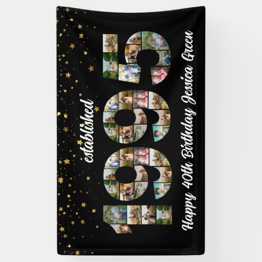 30e verjaardag Photo Collage opgericht 1995 Spandoek (Verticaal)