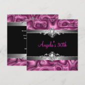30e verjaardag Pink Silver Black Abstract Kaart (Voorkant / Achterkant)