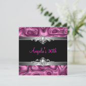 30e verjaardag Pink Silver Black Abstract Kaart (Staand voorkant)