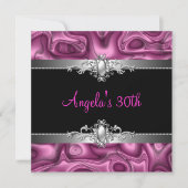 30e verjaardag Pink Silver Black Abstract Kaart (Voorkant)
