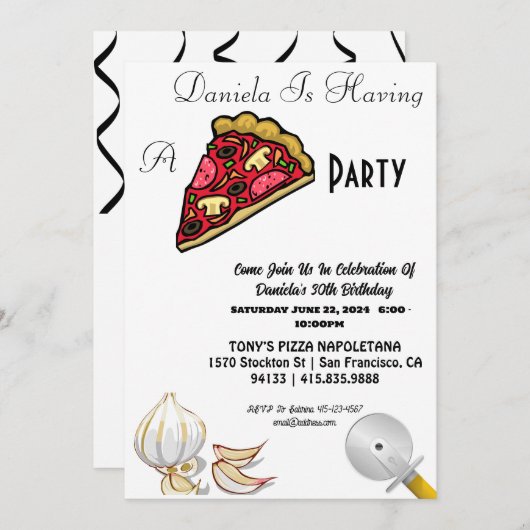 30e verjaardag Pizza Party uitnodiging (Voorkant / Achterkant)