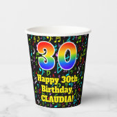 30e Verjaardag: Plezier Muzieknoten Patroon, Regen Papieren Bekers (Voorkant)