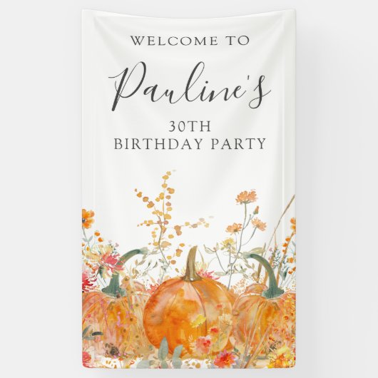 30e Verjaardag Pompoen Wildbloem Vertical Buiten Spandoek (Verticaal)