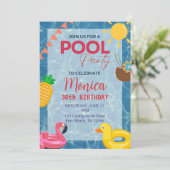 30e verjaardag Pool Party Uitnodiging (Staand voorkant)