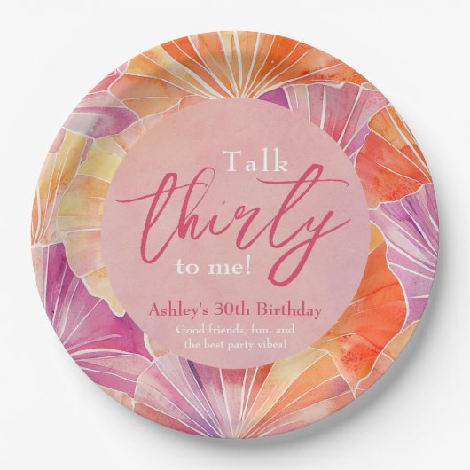 30e verjaardag praat dertig tegen mij papieren bordje (Voorkant)