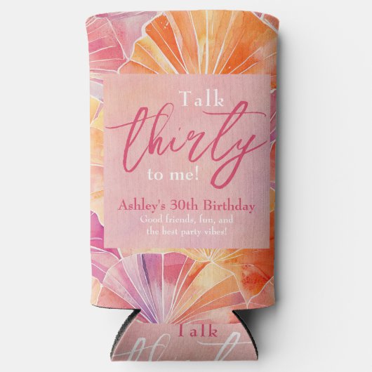 30e verjaardag praat dertig tegen mij seltzer blikjeskoeler (Voorkant)