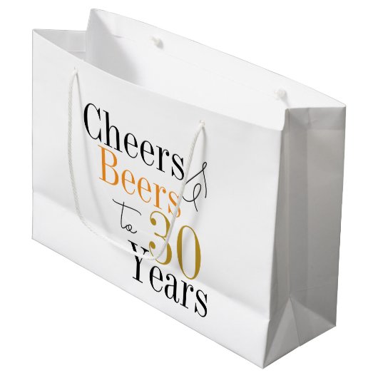 30e verjaardag Proost Bieren Minimaal Feestgunst Groot Cadeauzakje (Voorkant Gekanteld)