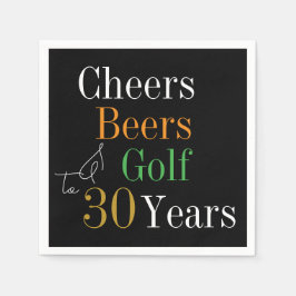 30e verjaardag Proost en Beers Golf Zwart en Goud Servet