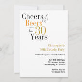 30e verjaardag Proost en Beers Minimal Party Kaart (Voorkant)