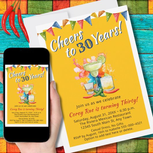30e verjaardag Proost op 30 jaar Margarita Fiesta Kaart