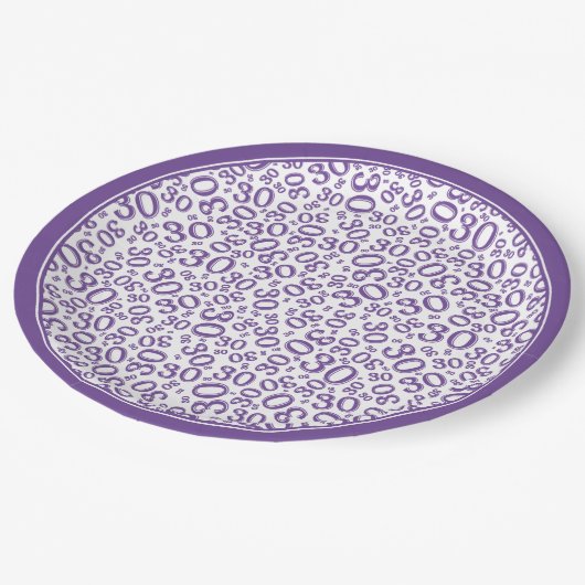 30e verjaardag Random Number Pattern Black/White Papieren Bordje (Gekanteld)