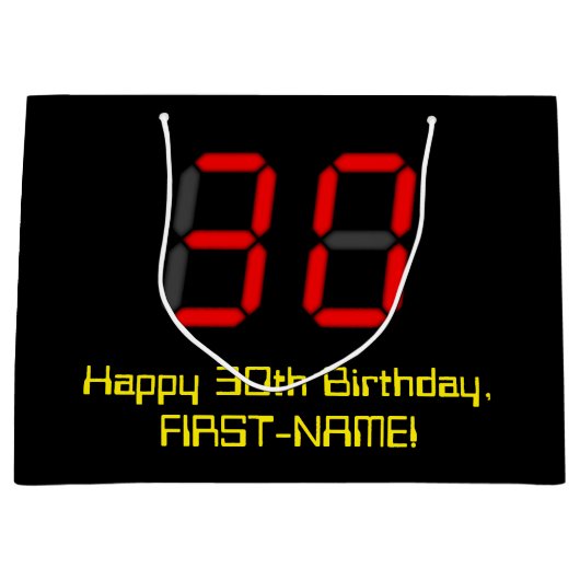 30e verjaardag: Red Digital Clock Style "30" + naa Groot Cadeauzakje (Voorkant)