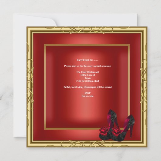 30e verjaardag Red Gold Black Kaart (Achterkant)