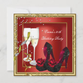 30e verjaardag Red Gold Black Kaart (Voorkant)