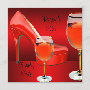 30e verjaardag Red Shoes Hi Heels Wine Glass Kaart