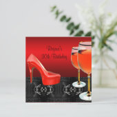 30e verjaardag Red Shoes Hi Heels Wine Glass Kaart (Staand voorkant)