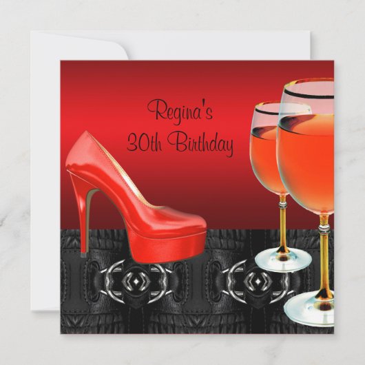 30e verjaardag Red Shoes Hi Heels Wine Glass Kaart (Voorkant)