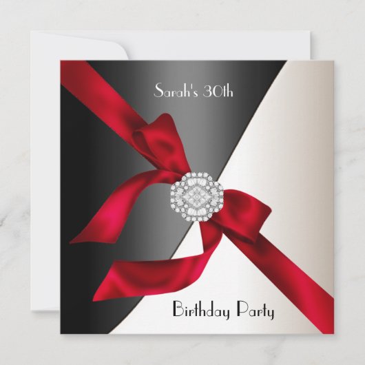 30e verjaardag Red White Black Diamond Kaart (Voorkant)