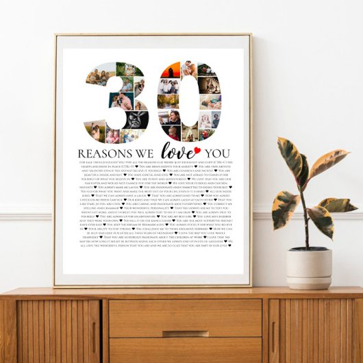 30e verjaardag redenen waarom we van je houden fot poster