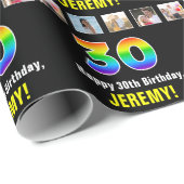 30e verjaardag: Regenboog "30"; Aangepaste foto's Cadeaupapier (Rol Hoek)