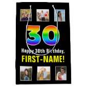 30e verjaardag: Regenboog "30", aangepaste foto's  Medium Cadeauzakje (Voorkant)
