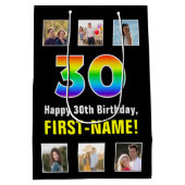 30e verjaardag: Regenboog "30", aangepaste foto's  Medium Cadeauzakje (Achterkant)