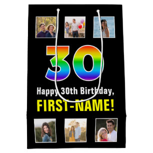 30e verjaardag: Regenboog "30", aangepaste foto's  Medium Cadeauzakje