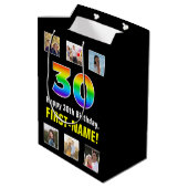 30e verjaardag: Regenboog "30", aangepaste foto's  Medium Cadeauzakje (Achterkant Gekanteld)