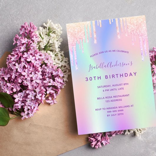 30e verjaardag regenboog glitter roze roze roze go kaart