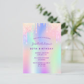 30e verjaardag regenbooglitter roze glazen uitnodi briefkaart (Staand voorkant)
