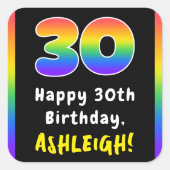 30e verjaardag: Regenboogspectrum # 30, Aangepaste Vierkante Sticker (Voorkant)