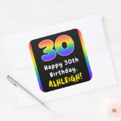 30e verjaardag: Regenboogspectrum # 30, Aangepaste Vierkante Sticker (Envelop)