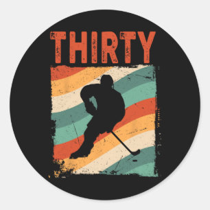 30e verjaardag Retro ijshockey 30 jaar oud Man Wo Ronde Sticker