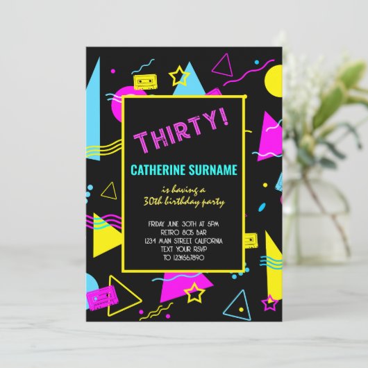 30e verjaardag Retro Party Kaart (Staand voorkant)