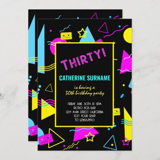 30e verjaardag Retro Party Kaart (Voorkant / Achterkant)