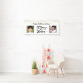 30e verjaardag Retro String Lights 2 Foto's Spandoek (Insitu)