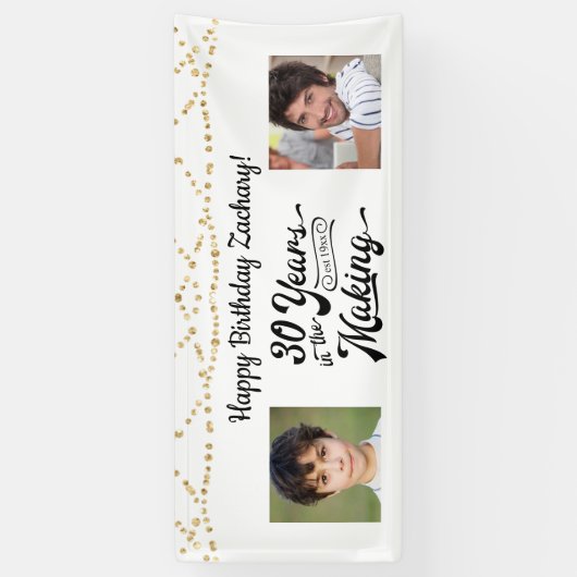 30e verjaardag Retro String Lights 2 Foto's Spandoek (Verticaal)