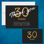 30e verjaardag Retro zwart en goud Bedankkaart<br><div class="desc">Na dat mijlpaal 30ste verjaardagsfeestje is het tijd om dank te zeggen. Zeg het in stijl met onze unieke bedankkaarten.</div>
