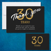 30e verjaardag Retro zwart en goud Bedankkaart