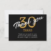 30e verjaardag Retro zwart en goud Bedankkaart (Voorkant)