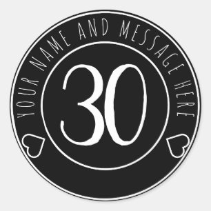 30e verjaardag Retro zwart-wit Ronde Sticker