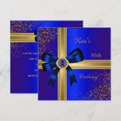30e verjaardag Rich Royal Blue Gold Jewel Kaart (Voorkant / Achterkant)