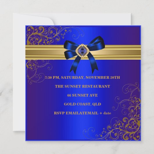 30e verjaardag Rich Royal Blue Gold Jewel Kaart (Achterkant)