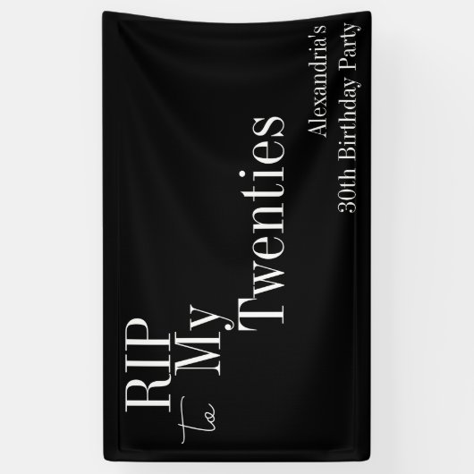 30e verjaardag RIP 20s Black and White Party Spandoek (Verticaal)