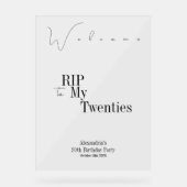 30e verjaardag RIP 20s Black Typography Welkom Acryl Bord (Voorkant)